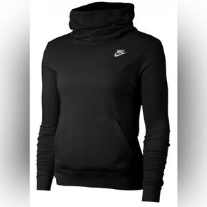 Nike Free Women's Black Cowlneck Sweatshirt Hoodie in Black with White Size XL